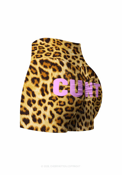 Cxxt Leopard Y2K Print Gym Shorts Cherrykitten