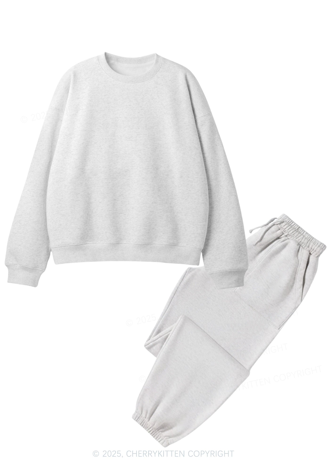 Plain Y2K Fleece Sweatshirts Set Cherrykitten