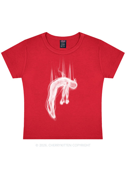 Halloween Blue Falling Ghost Y2K Baby Tee Cherrykitten