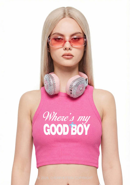 Wheres My Good Boy Y2K Crop Tank Top Cherrykitten
