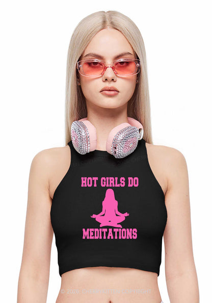 Hot Girls Do Meditations Y2K Crop Tank Top Cherrykitten