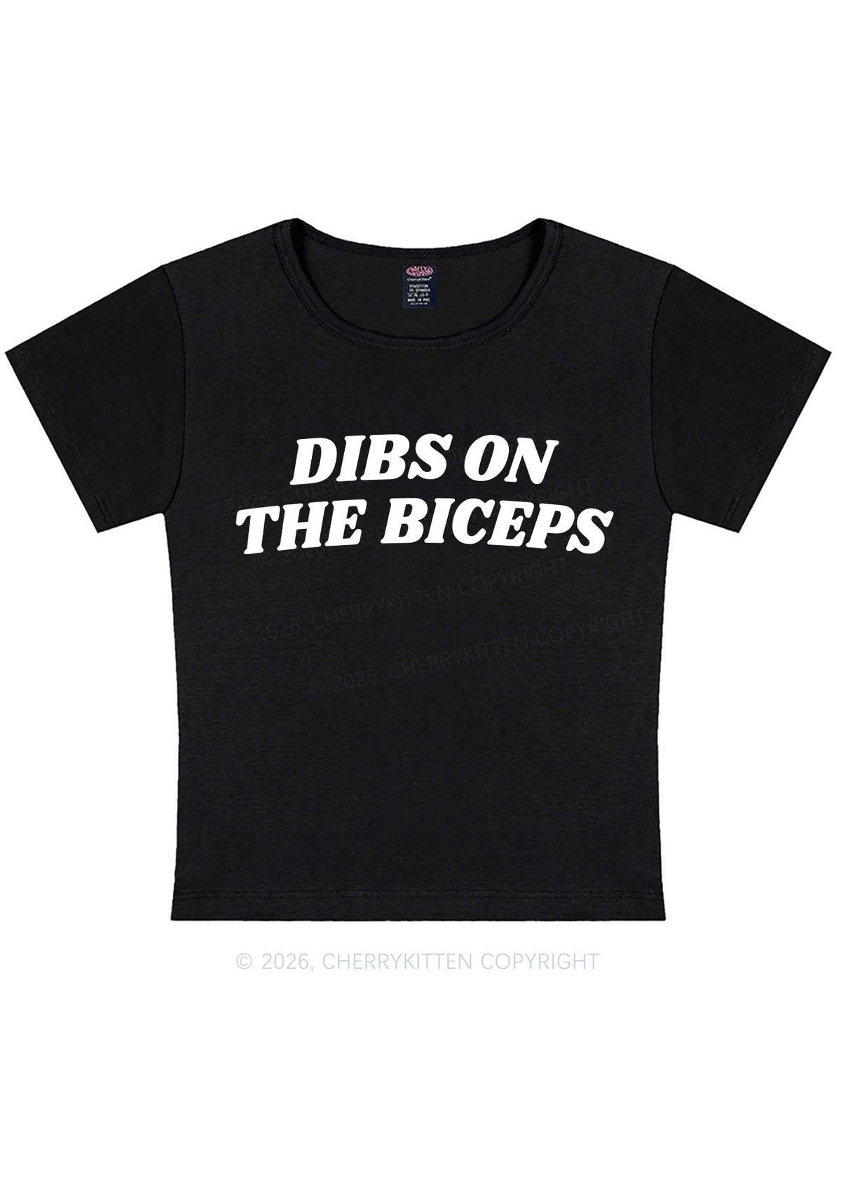 Dibs On The Biceps Y2K Baby Tee Cherrykitten