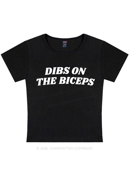 Dibs On The Biceps Y2K Baby Tee Cherrykitten