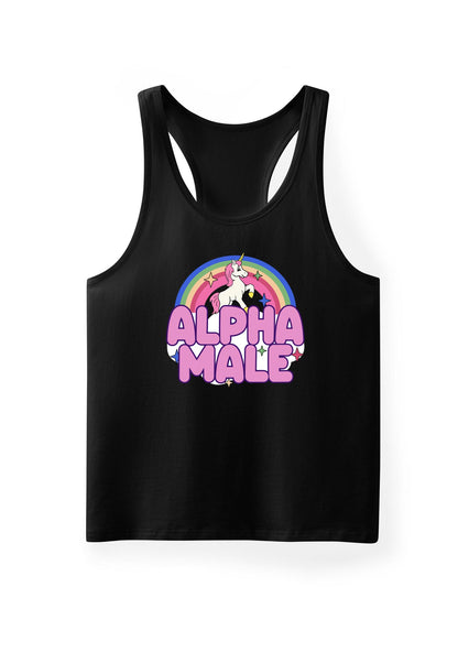 Rainbow Unicorn Alpha Male Y2K Men Racerback Tank Top Cherrykitten