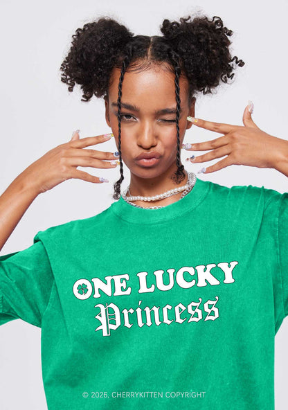 One Lucky Princess St Patricks Y2K Washed Tee Cherrykitten