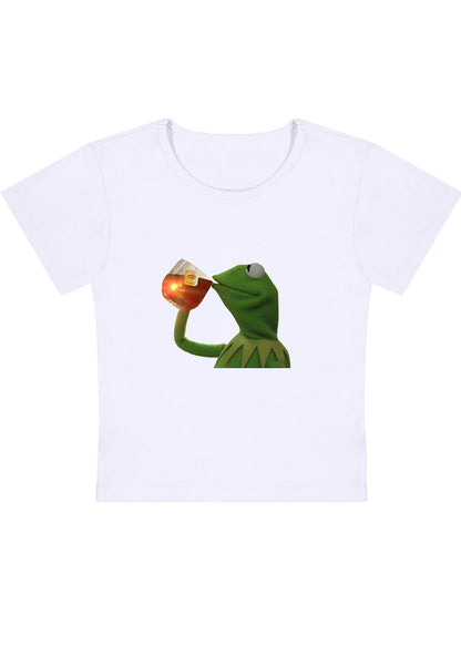 Curvy Frog Is Drinking Baby Tee