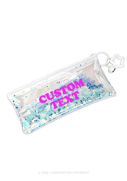 Custom Text Y2K Quicksand Transparent Pencil Pouch Cherrykitten