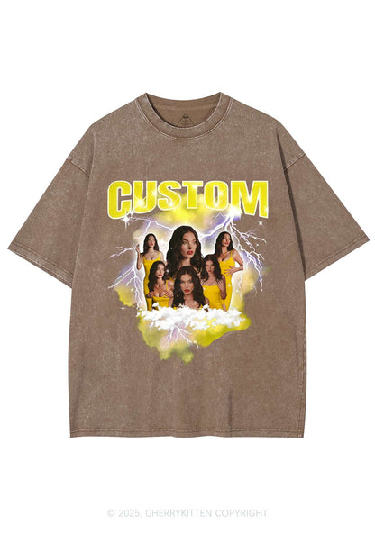Custom Photo Storm Art Y2K Shirts Washed Tee Cherrykitten