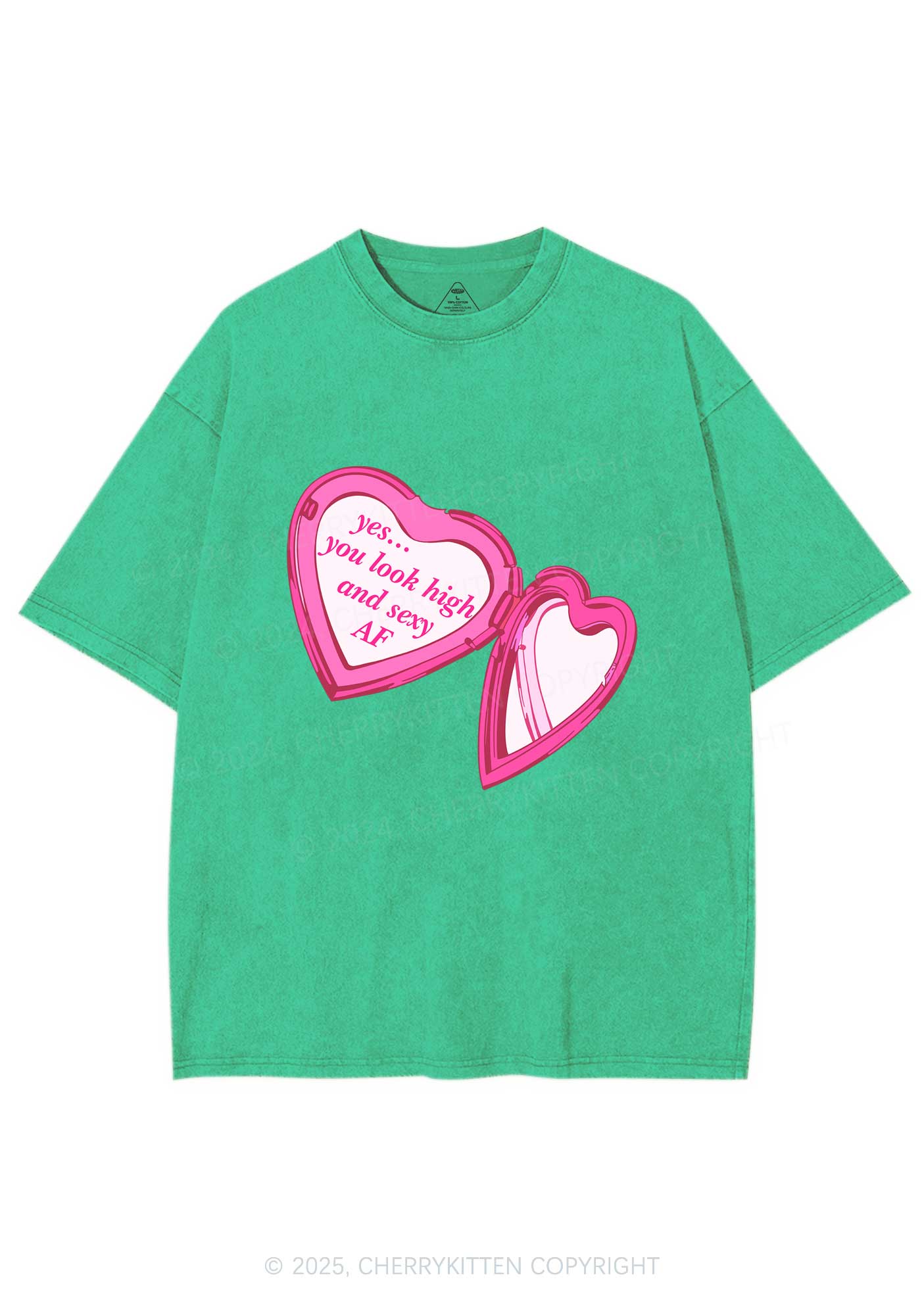 Yes You Look High Y2K Shirts Washed Tee Cherrykitten