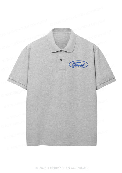 Embroidered Oval Freak Y2K Polo Shirts Cherrykitten
