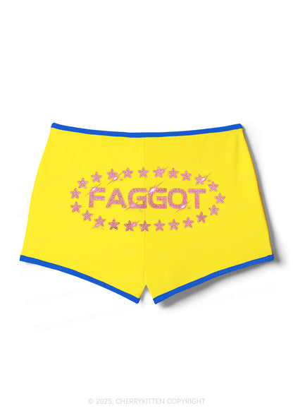 Rhinestone Pink Faggot Stars Pride Y2K Booty Shorts Cherrykitten