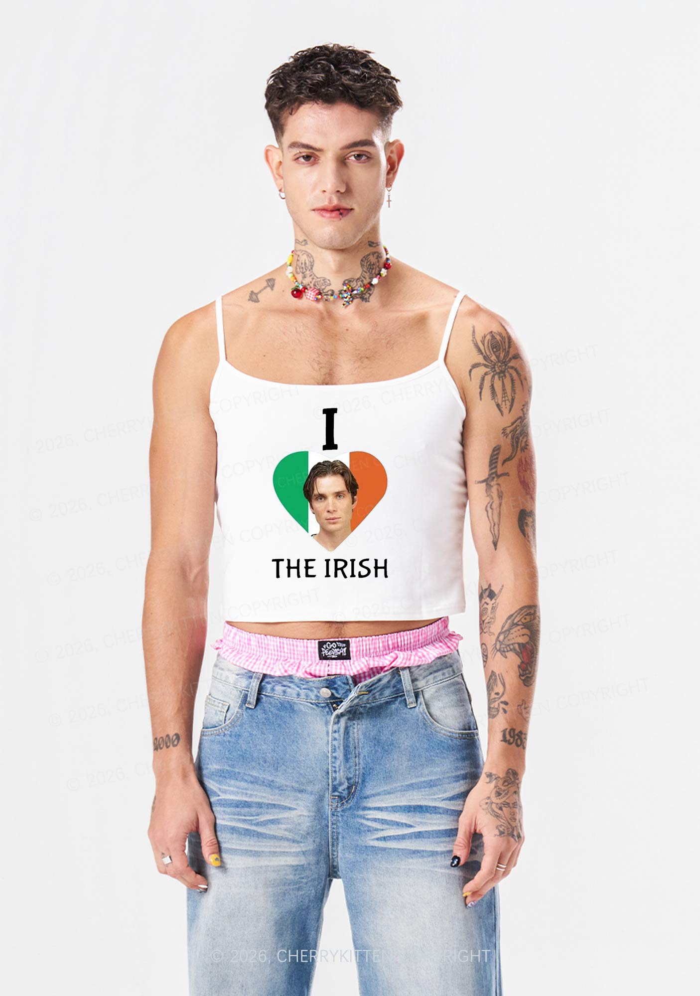 I Love The Irish Custom Photo St Patricks Y2K Spaghetti Strap Cami Cherrykitten