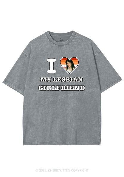 Custom My Lesbian GF Pride Y2K Shirts Washed Tee Cherrykitten