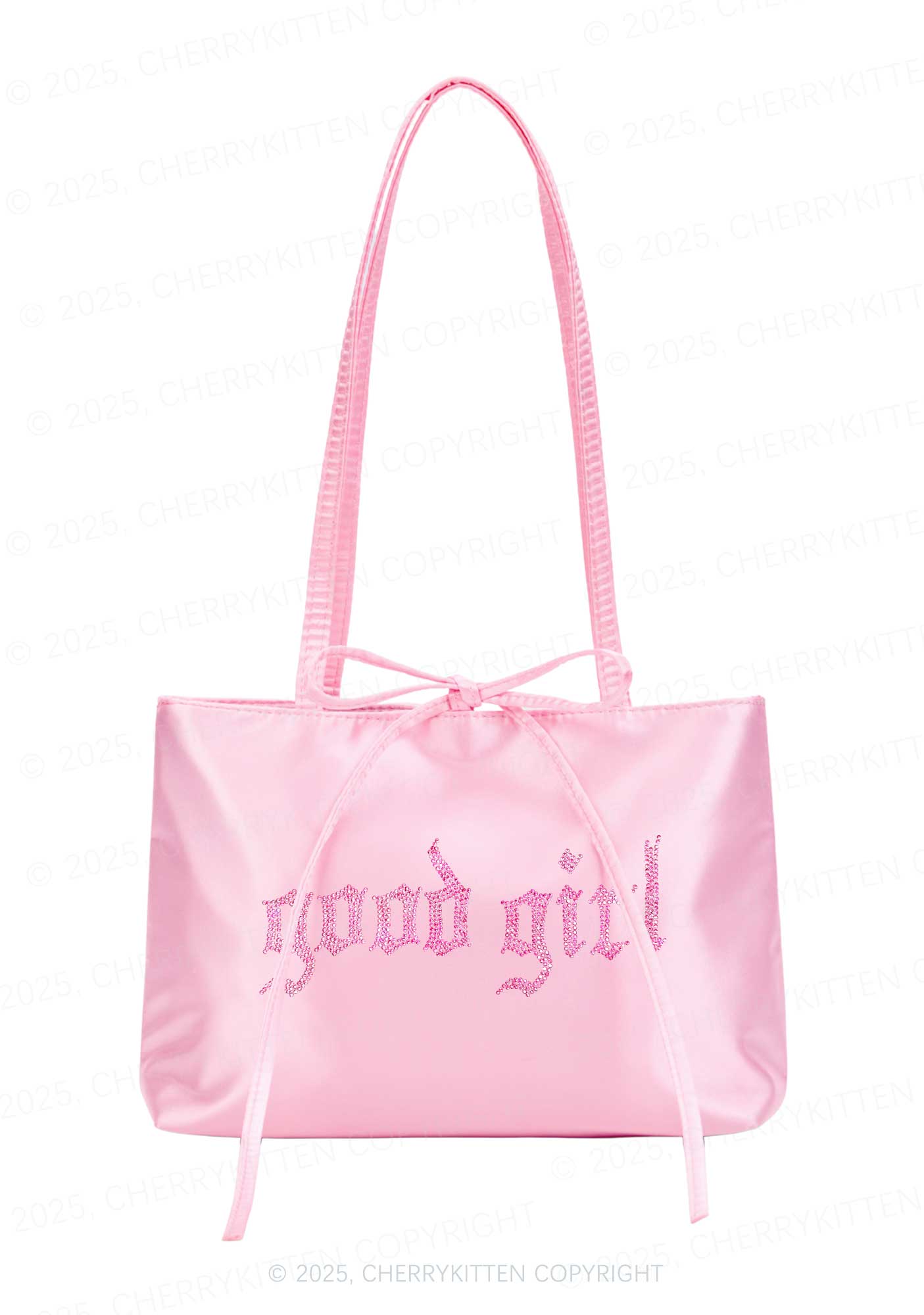 Rhinestone Good Girl Y2K Satin Bags Cherrykitten