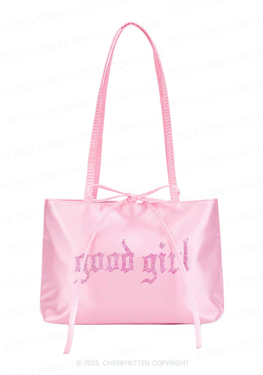 Rhinestone Good Girl Y2K Satin Bags Cherrykitten