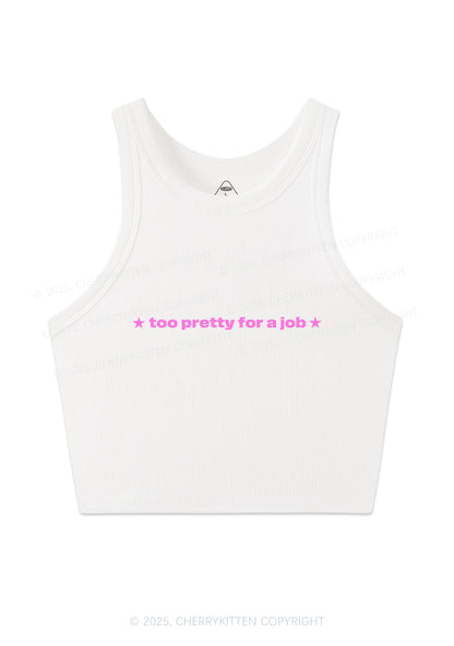 Too Pretty For Job Y2K Crop Tank Top Cherrykitten