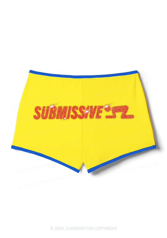 Rhinestone Submissive Man Y2K Booty Shorts Cherrykitten