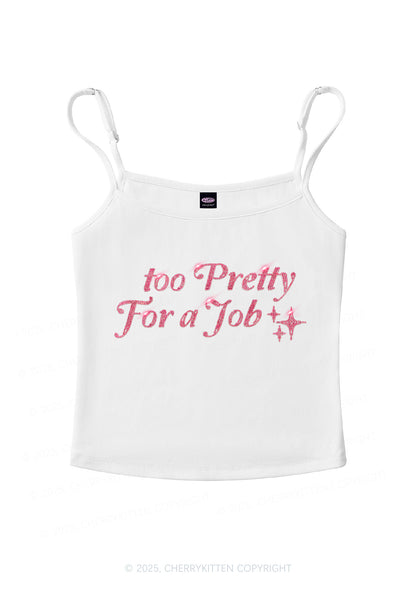 Rhinestone Too Pretty For Job Y2K Spaghetti Strap Cami Cherrykitten
