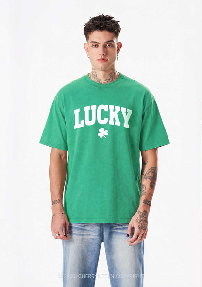 Lucky Shamrock St Patricks Y2K Washed Tee Cherrykitten