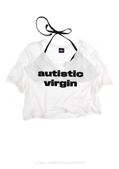 Autistic Virgin Y2K Sheer Crop Tee Cherrykitten