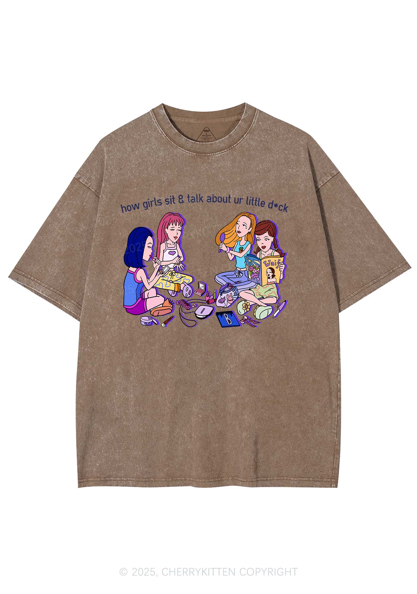 Girls Sit Talk Y2K Shirts Washed Tee Cherrykitten