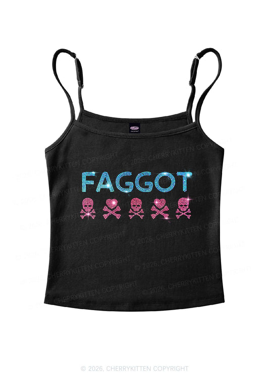 Rhinestone Faggot Skull Pride Y2K Spaghetti Strap Cami Cherrykitten