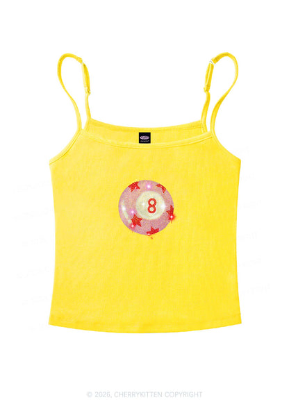Rhinestone Pink Eight Ball Star Y2K Spaghetti Strap Cami Cherrykitten