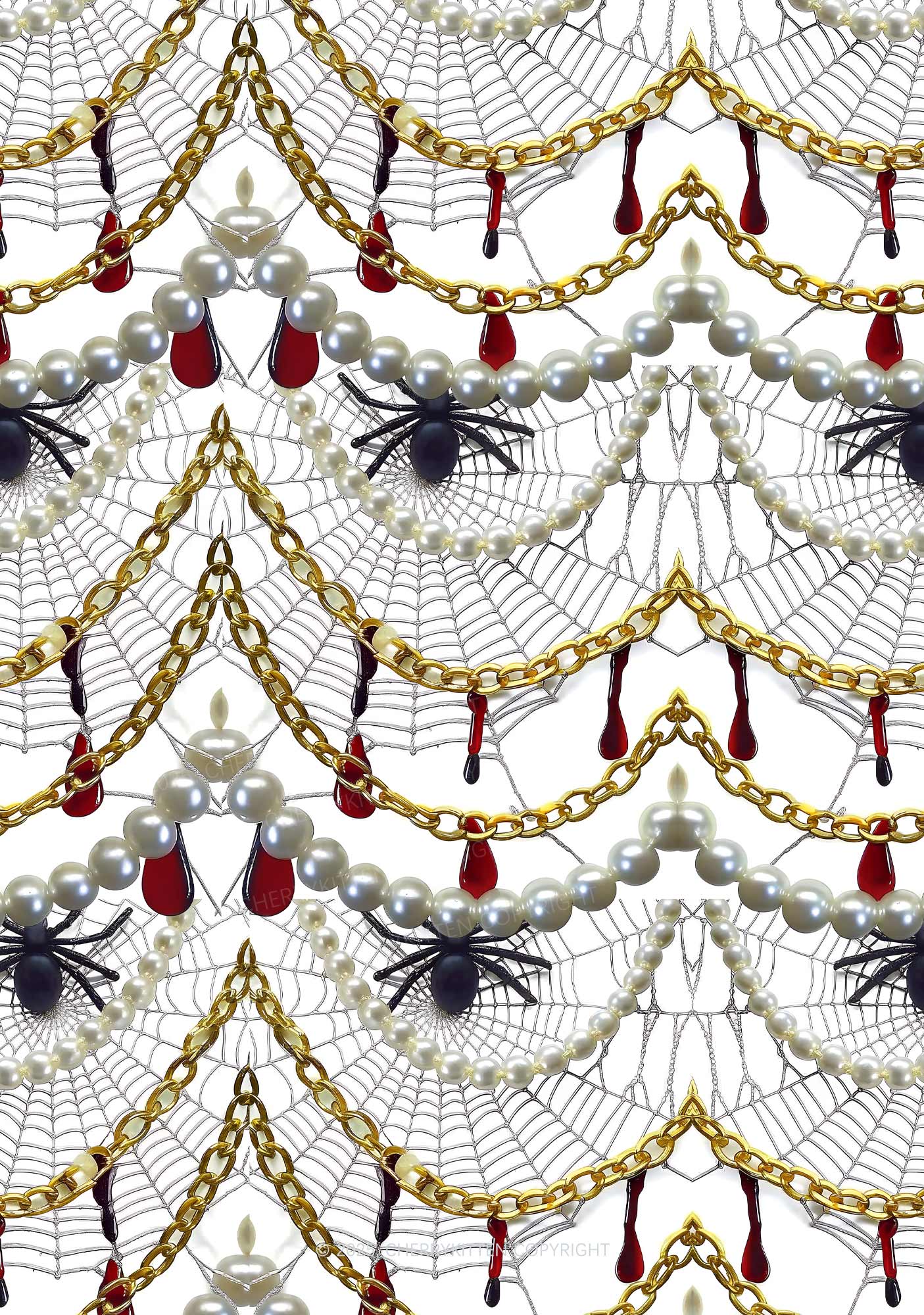 Jewelry Spider Web Y2K Print Mini Skirt Cherrykitten