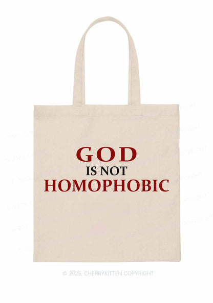 God Is Not Homophobic Pride Y2K Canvas Tote Bag Cherrykitten