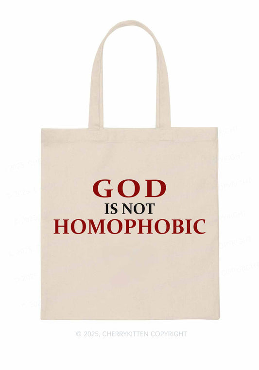 God Is Not Homophobic Pride Y2K Canvas Tote Bag Cherrykitten