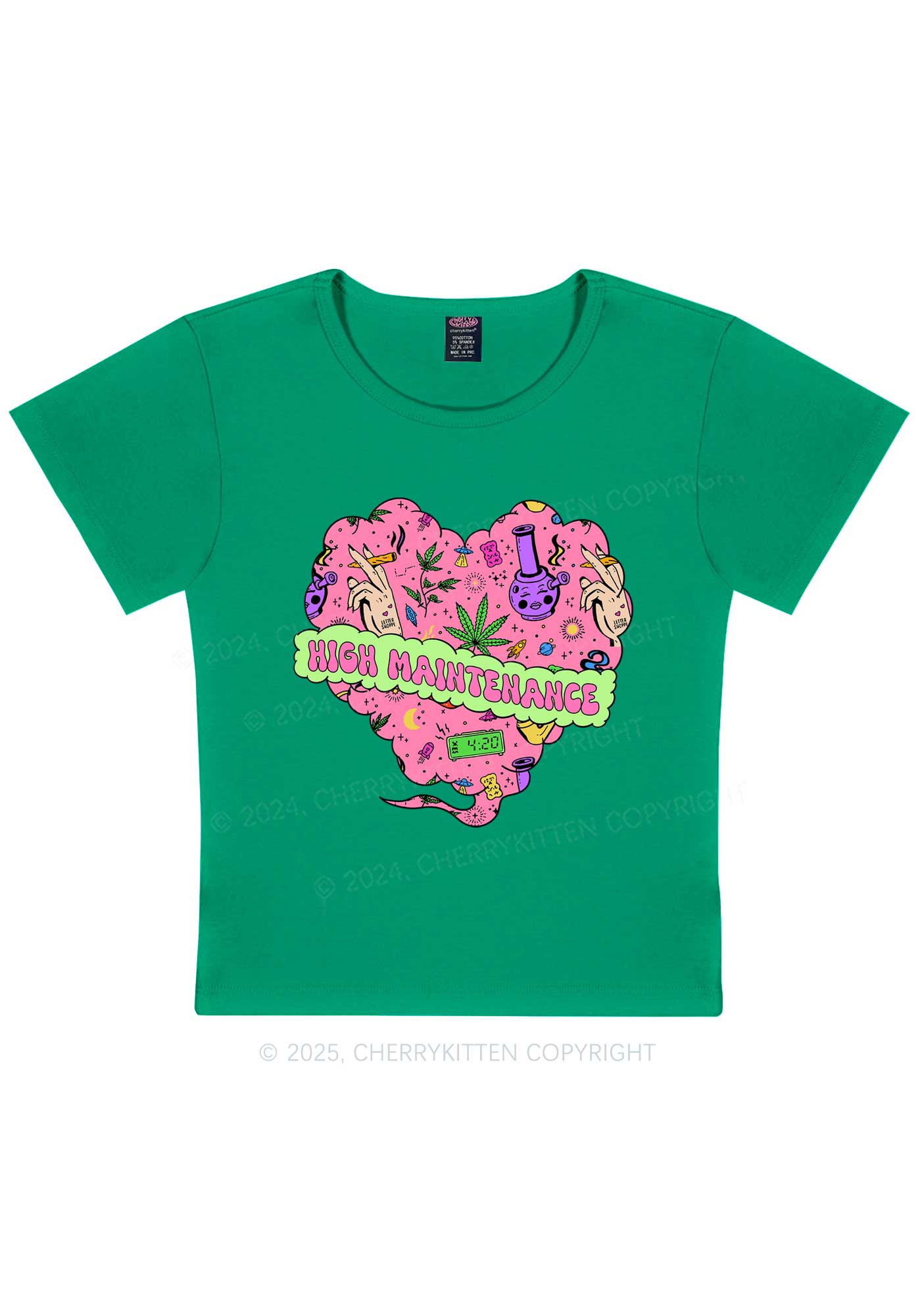 High Maintenance Heart Y2K Baby Tee Cherrykitten