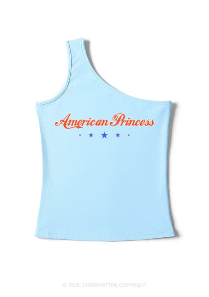 American Princess Y2K One Shoulder Tank Top Cherrykitten
