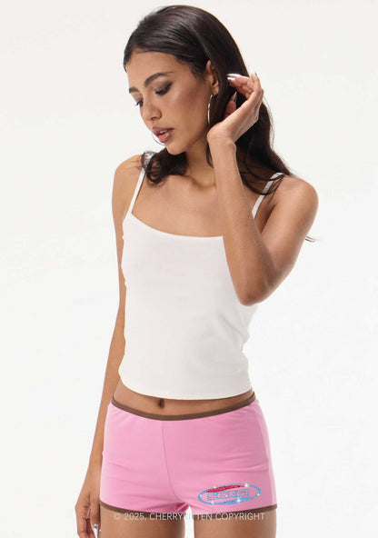 Rhinestone Sexsi Slogan Y2K Booty Shorts Cherrykitten