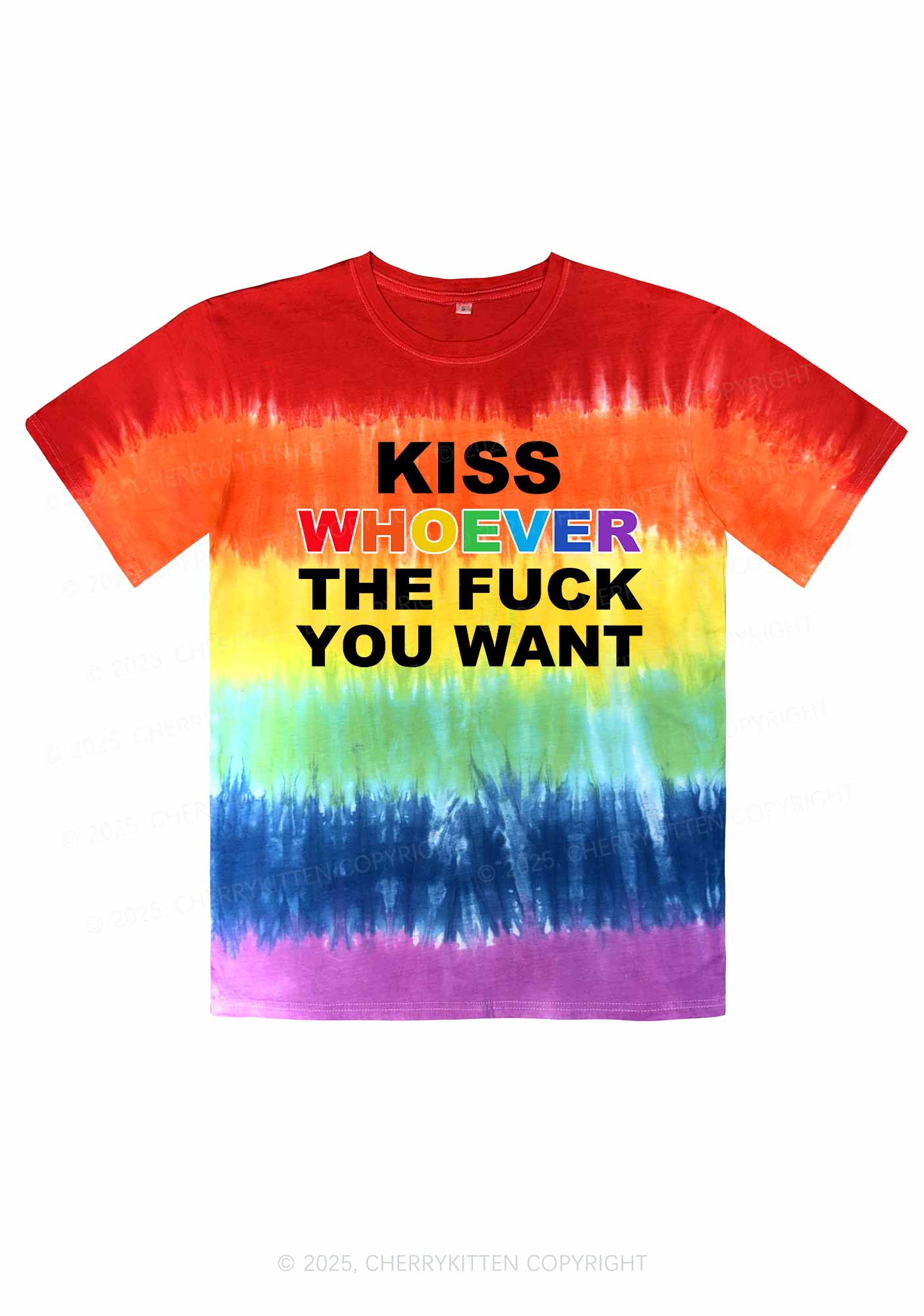 Kiss Whoever You Want Pride Y2K Tie Dye Shirts Cherrykitten