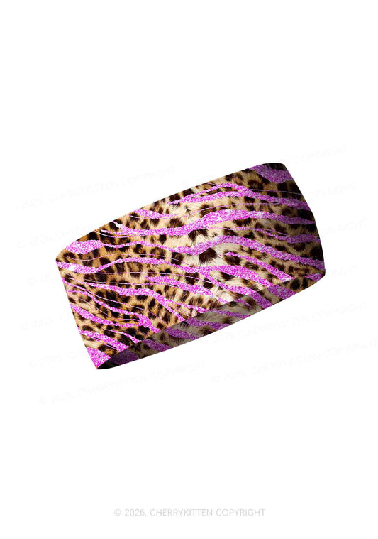 Sparkle Pink Leopard Y2K Print Headband Cherrykitten