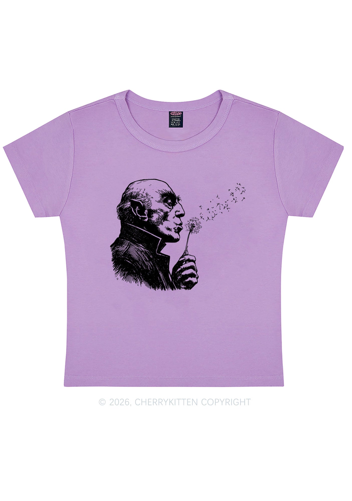 Halloween Vampire Blowing Dandelion Y2K Baby Tee Cherrykitten
