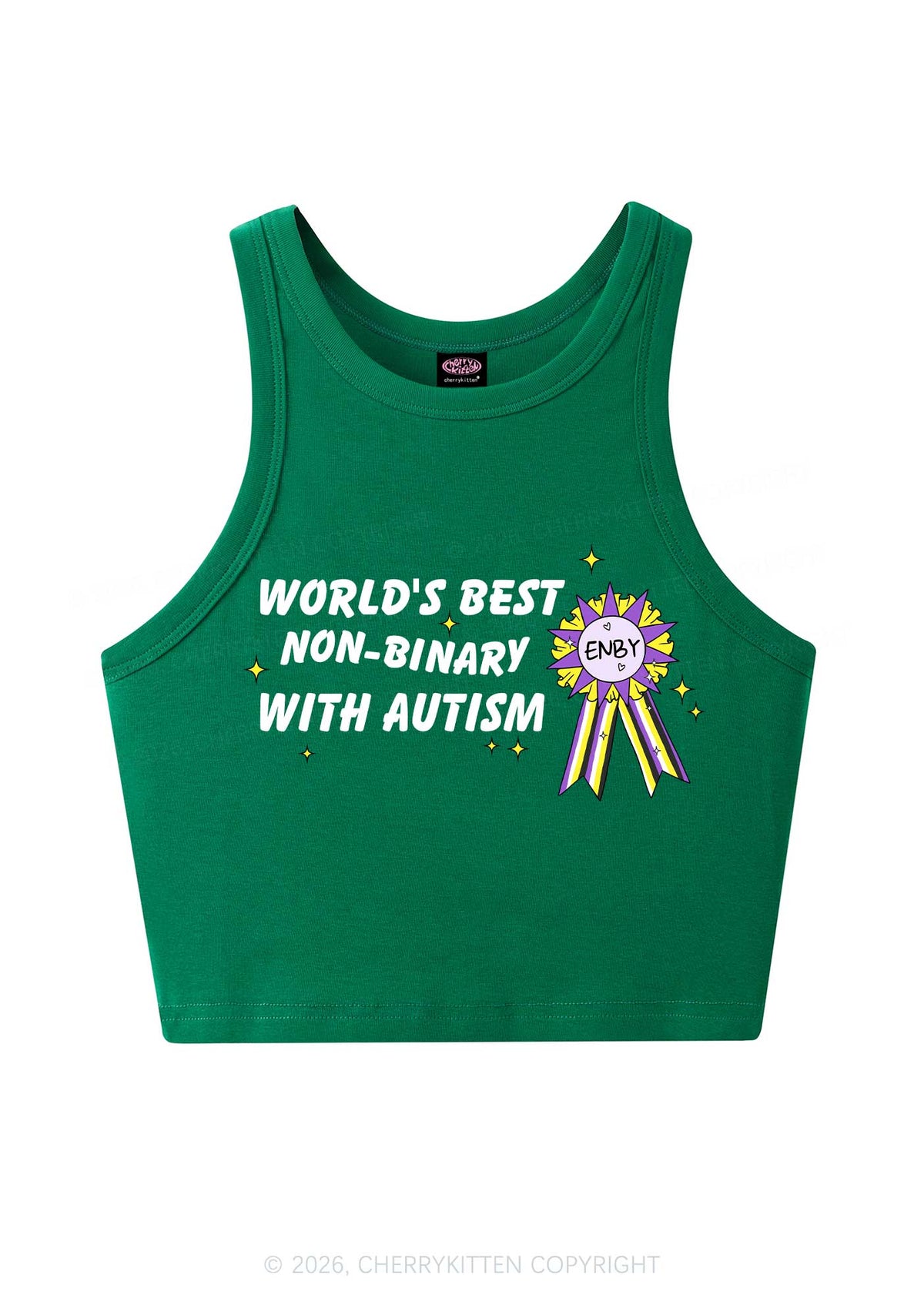 Worlds Best Nonbinary Y2K Crop Tank Top Cherrykitten