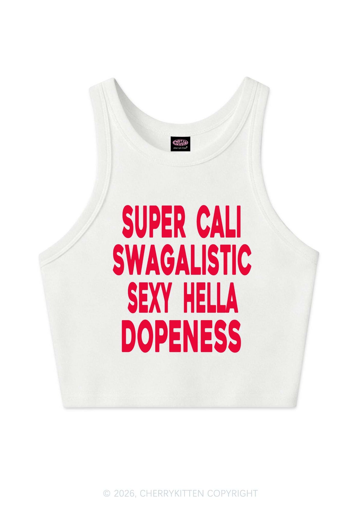 Super Cali Swagalistic Y2K Crop Tank Top Cherrykitten