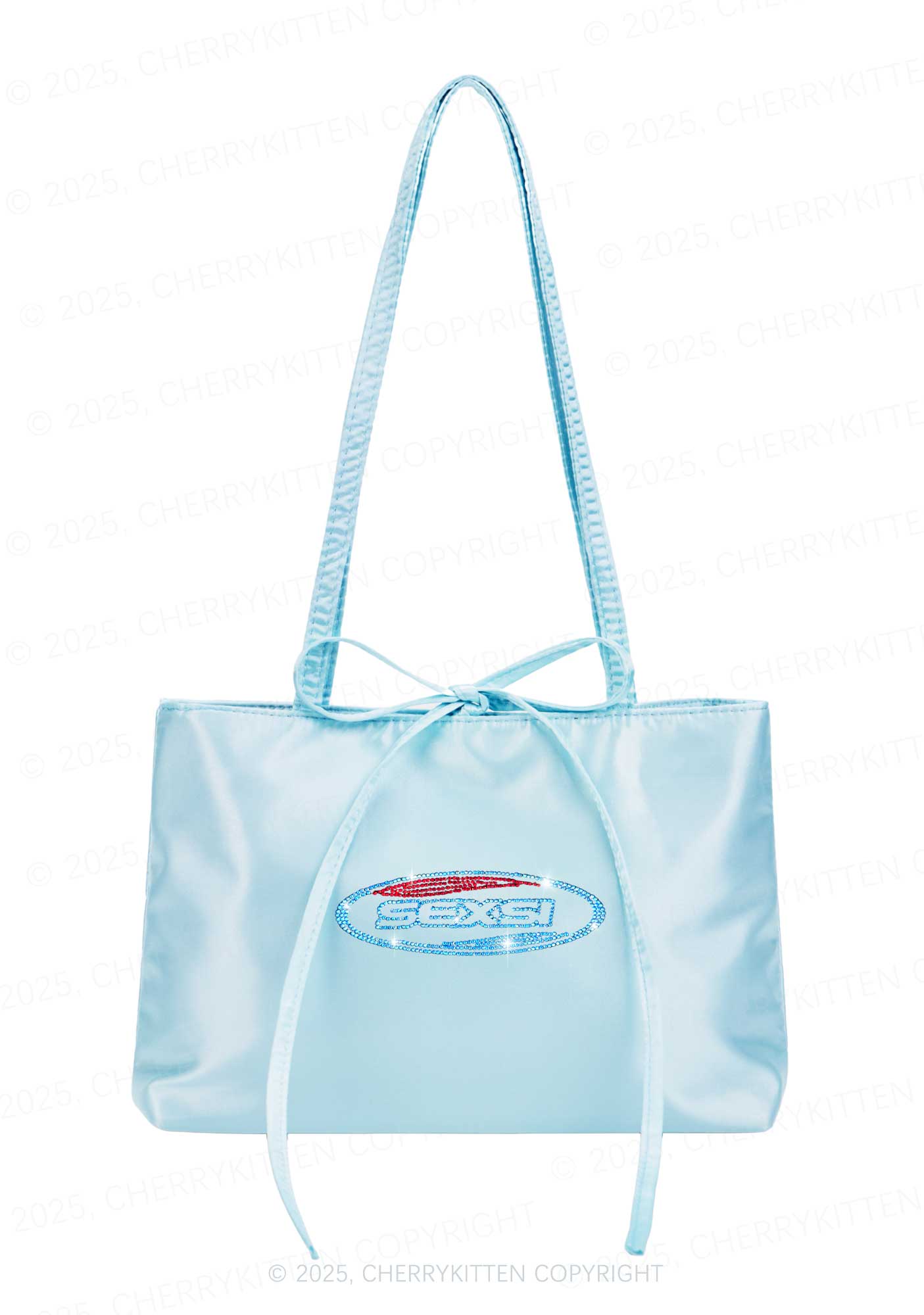 Rhinestone Sexsi Slogan Y2K Satin Bags Cherrykitten