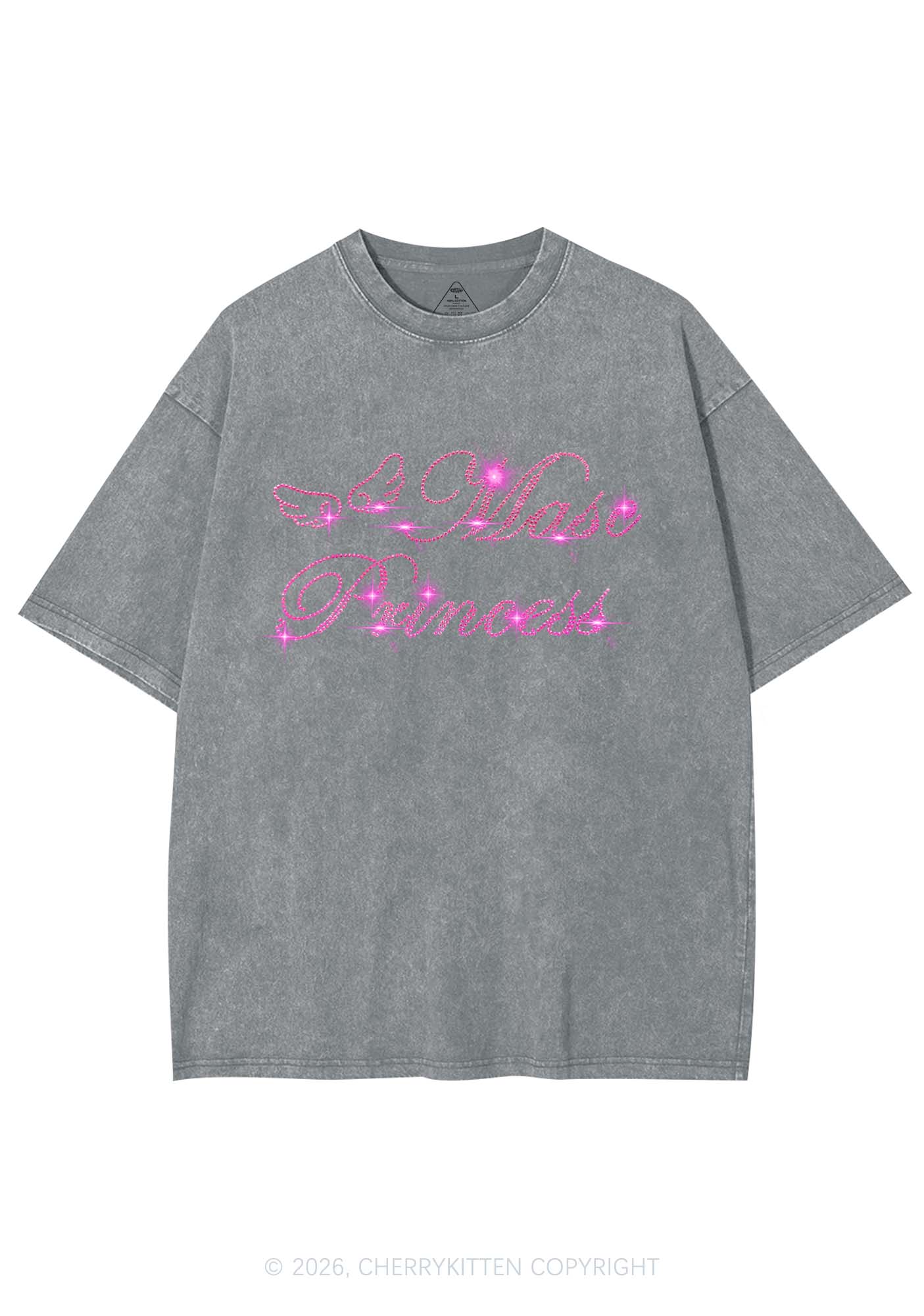 Rhinestone Masc Princess Pride Y2K Shirts Washed Tee Cherrykitten