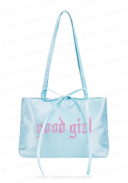 Rhinestone Good Girl Y2K Satin Bags Cherrykitten