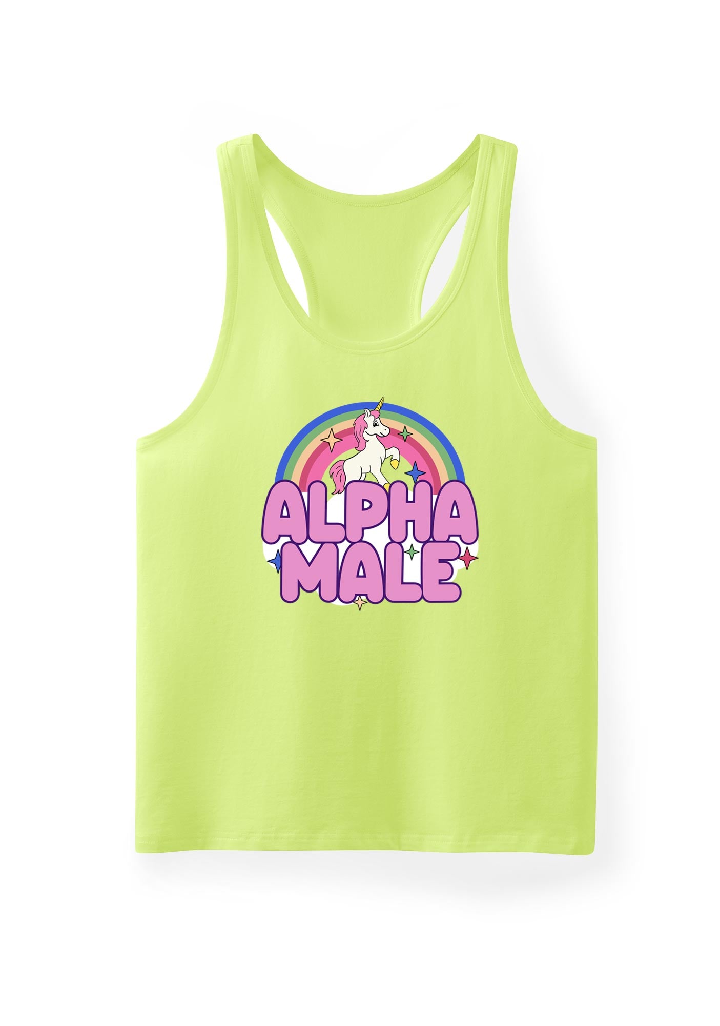 Rainbow Unicorn Alpha Male Y2K Men Racerback Tank Top Cherrykitten