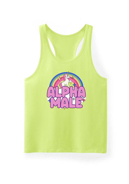 Rainbow Unicorn Alpha Male Y2K Men Racerback Tank Top Cherrykitten