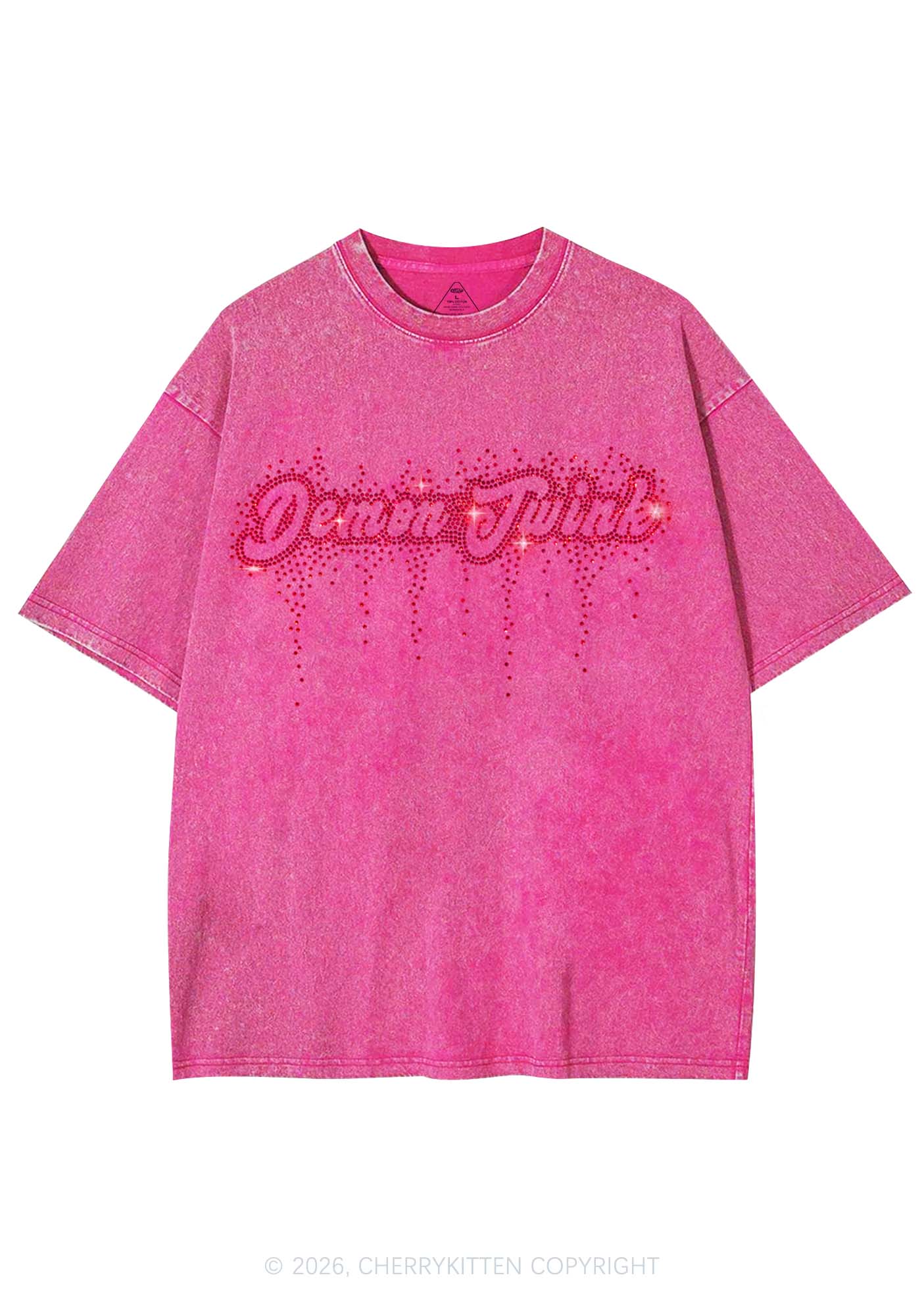 Rhinestone Demon Twink Pride Y2K Shirts Washed Tee Cherrykitten