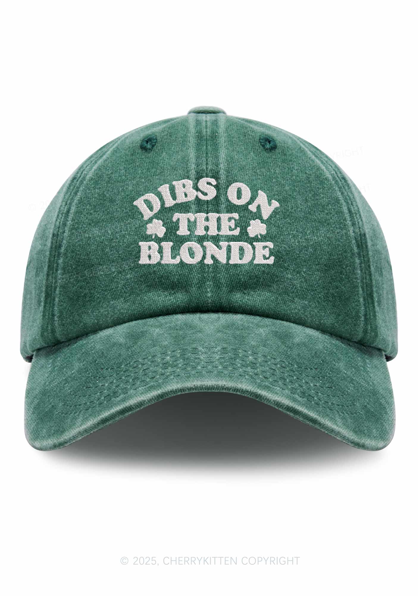 Embroidered Dibs On The Blonde St Patricks Y2K Washed Baseball Cap Cherrykitten
