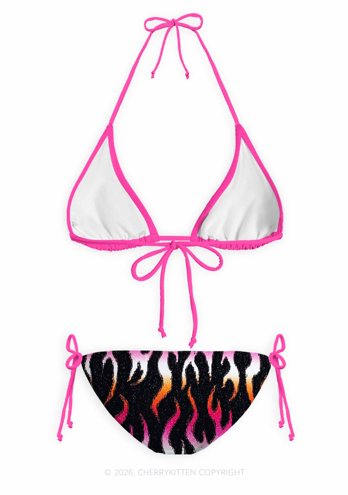 Lesbian Flame Pride Y2K Print Bikini Set Cherrykitten