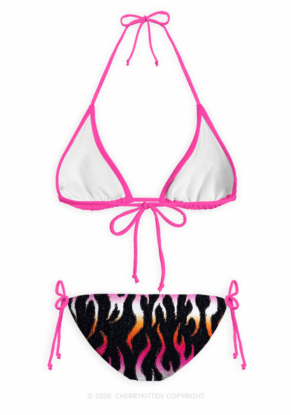 Lesbian Flame Pride Y2K Print Bikini Set Cherrykitten