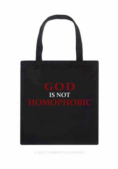 God Is Not Homophobic Pride Y2K Canvas Tote Bag Cherrykitten