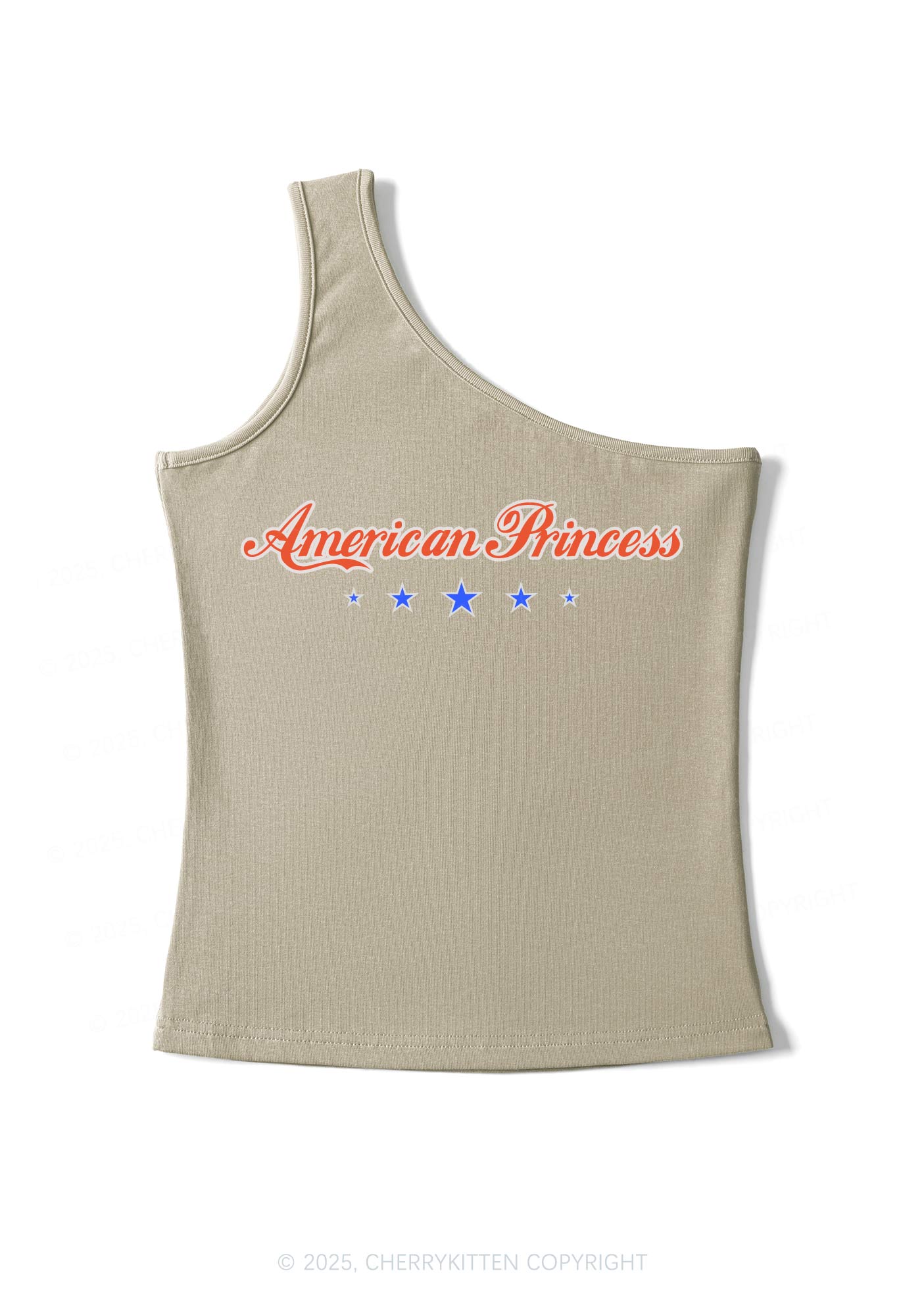 American Princess Y2K One Shoulder Tank Top Cherrykitten