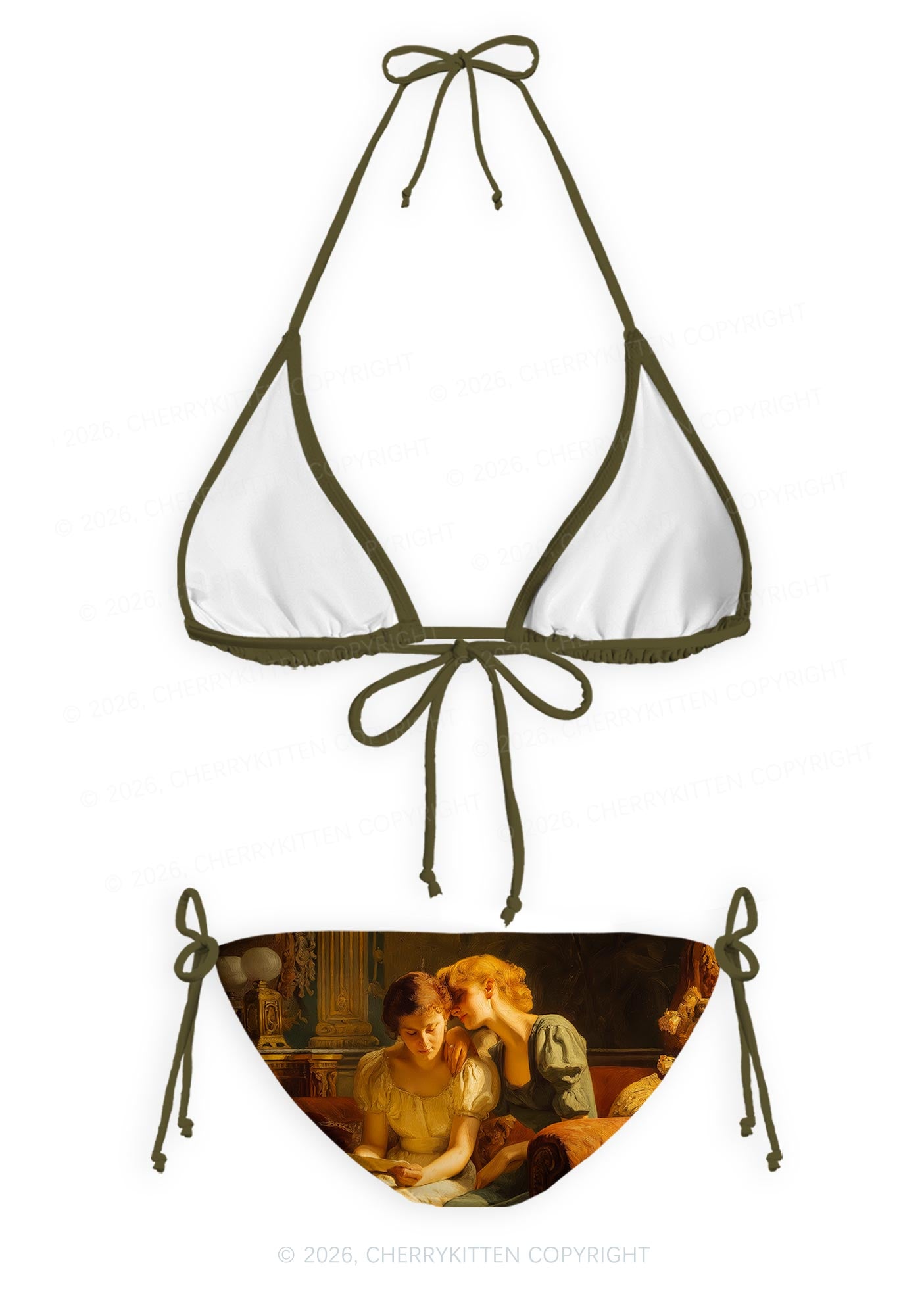 Two Women Reading Letter Pride Y2K Print Bikini Set Cherrykitten